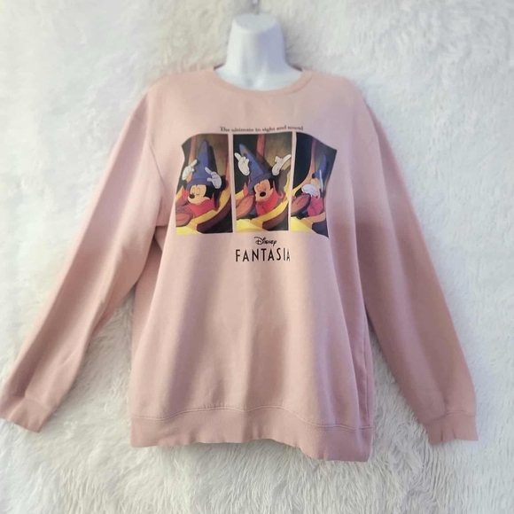 H&M Disney Fantasia Pink Oversized Crewneck Sweater Size Small - Picture 3 of 14